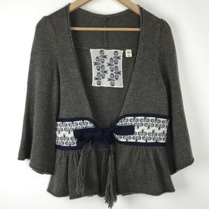 Anthropologie Wool Front Tie Cardigan Sweater